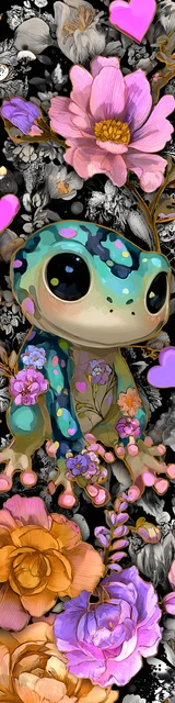 Free kawaii frog bookmark featuring mischievous kawaii frog